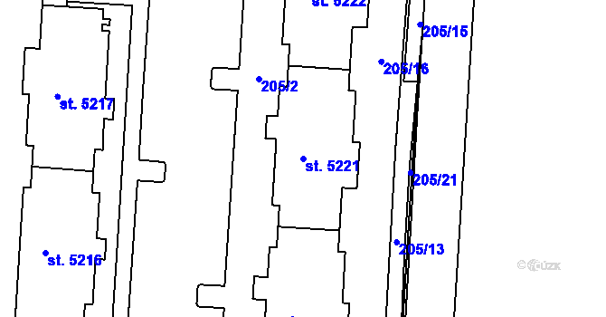 Parcela st. 5221 v KÚ Písek, Katastrální mapa