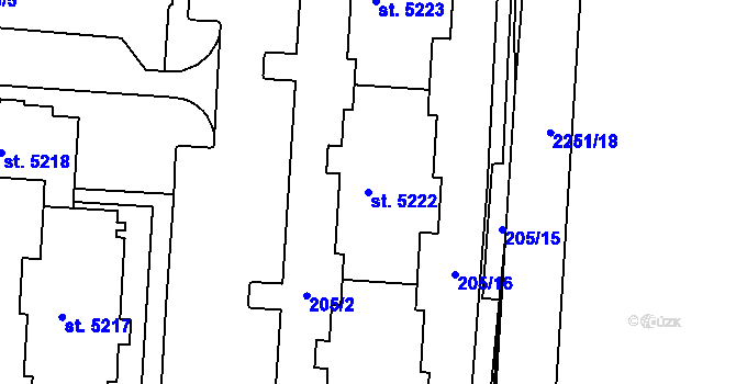 Parcela st. 5222 v KÚ Písek, Katastrální mapa