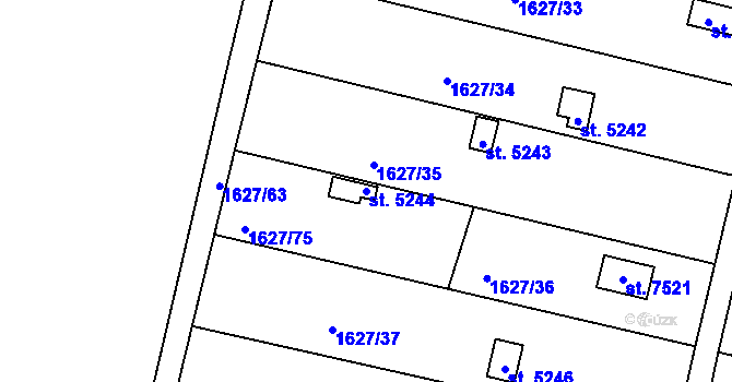 Parcela st. 5244 v KÚ Písek, Katastrální mapa