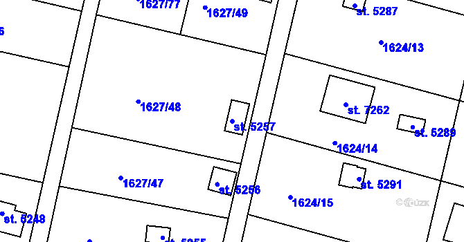 Parcela st. 5257 v KÚ Písek, Katastrální mapa