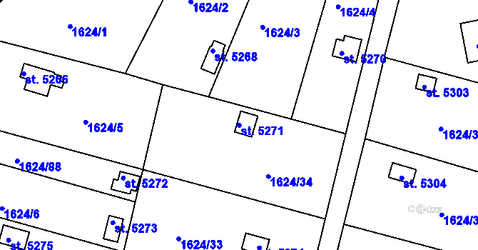 Parcela st. 5271 v KÚ Písek, Katastrální mapa