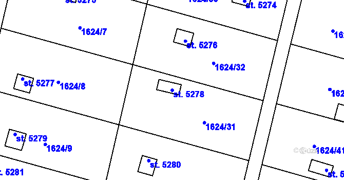 Parcela st. 5278 v KÚ Písek, Katastrální mapa