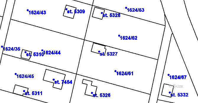 Parcela st. 5327 v KÚ Písek, Katastrální mapa