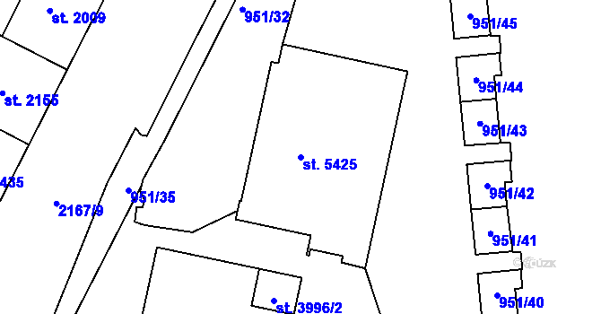 Parcela st. 5425 v KÚ Písek, Katastrální mapa