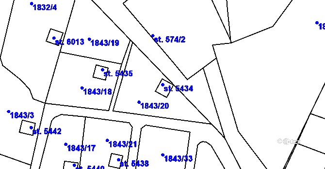 Parcela st. 5434 v KÚ Písek, Katastrální mapa