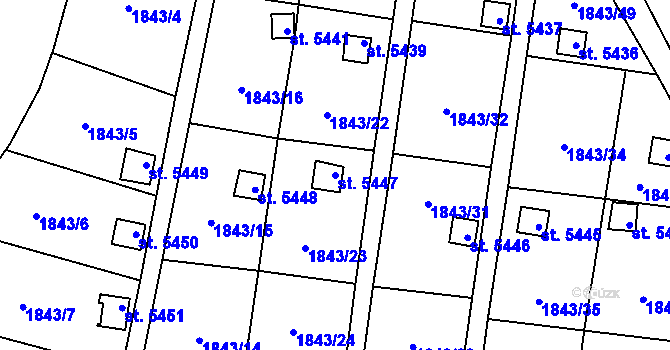 Parcela st. 5447 v KÚ Písek, Katastrální mapa
