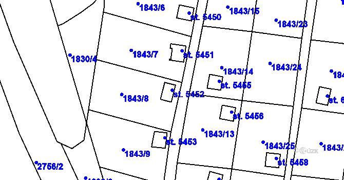 Parcela st. 5452 v KÚ Písek, Katastrální mapa