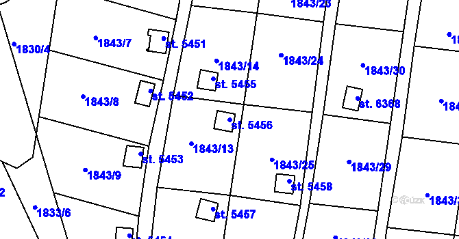 Parcela st. 5456 v KÚ Písek, Katastrální mapa