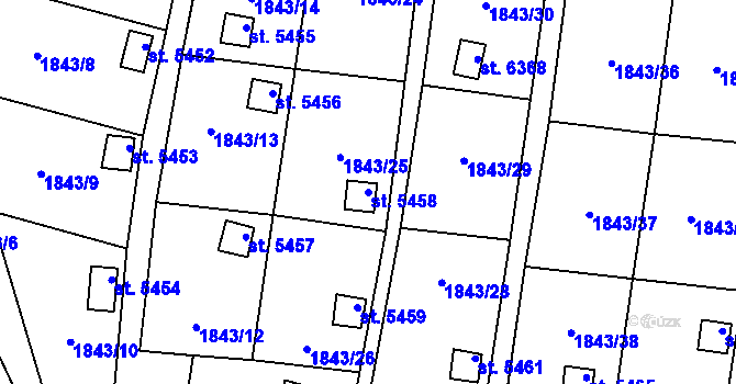 Parcela st. 5458 v KÚ Písek, Katastrální mapa