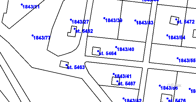 Parcela st. 5464 v KÚ Písek, Katastrální mapa
