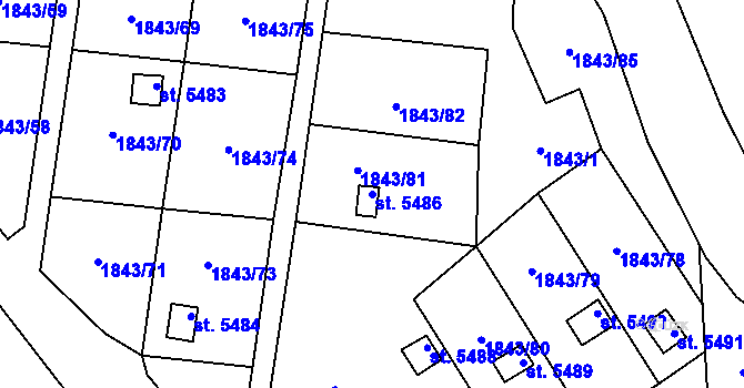Parcela st. 5486 v KÚ Písek, Katastrální mapa