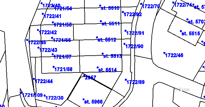 Parcela st. 5513 v KÚ Písek, Katastrální mapa