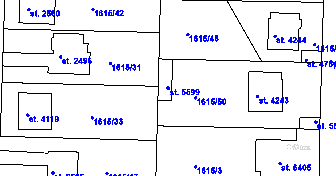 Parcela st. 5599 v KÚ Písek, Katastrální mapa