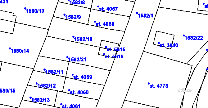 Parcela st. 5616 v KÚ Písek, Katastrální mapa