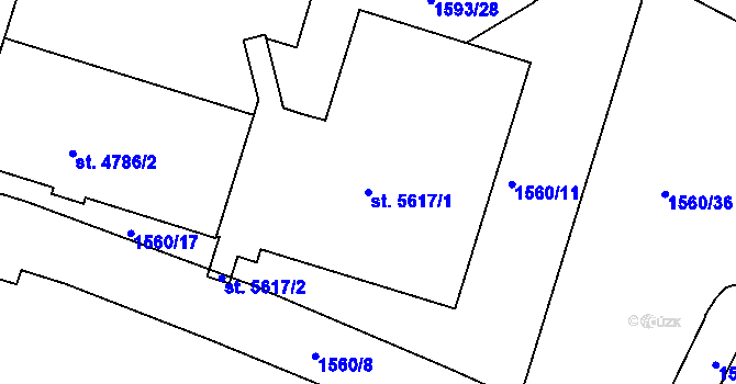 Parcela st. 5617/1 v KÚ Písek, Katastrální mapa