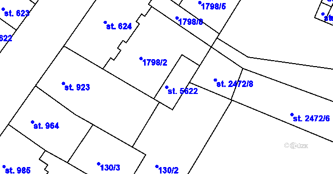 Parcela st. 5622 v KÚ Písek, Katastrální mapa