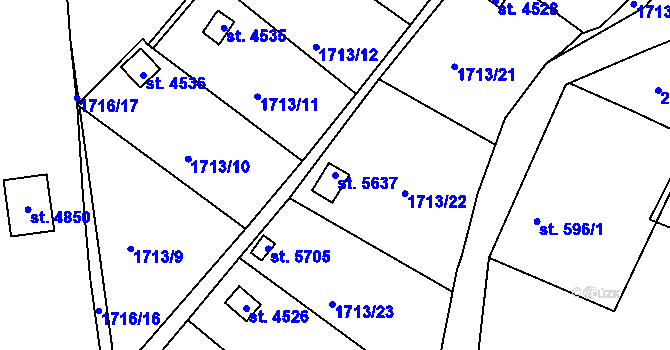 Parcela st. 5637 v KÚ Písek, Katastrální mapa