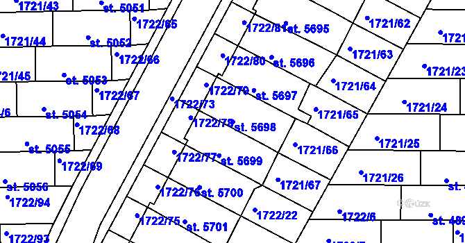 Parcela st. 5698 v KÚ Písek, Katastrální mapa