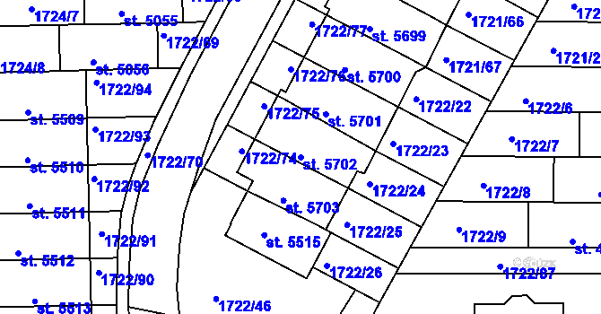 Parcela st. 5702 v KÚ Písek, Katastrální mapa