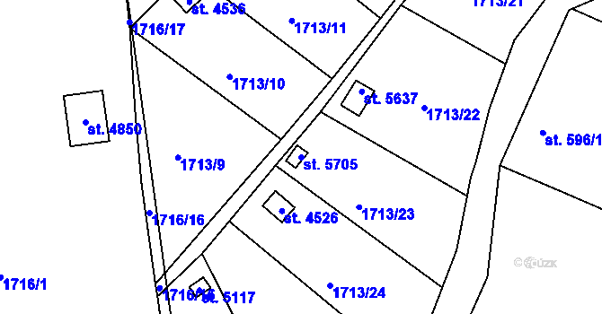 Parcela st. 5705 v KÚ Písek, Katastrální mapa