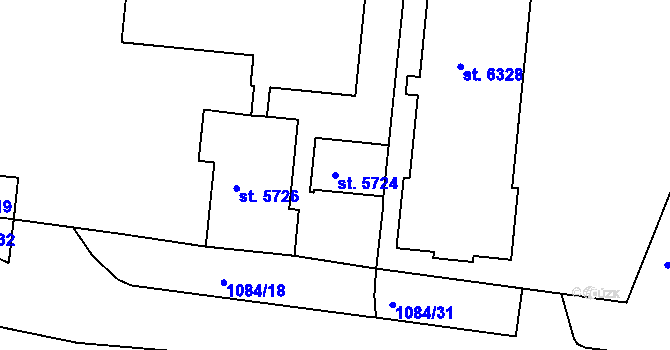 Parcela st. 5724 v KÚ Písek, Katastrální mapa
