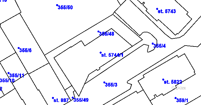 Parcela st. 5744/1 v KÚ Písek, Katastrální mapa