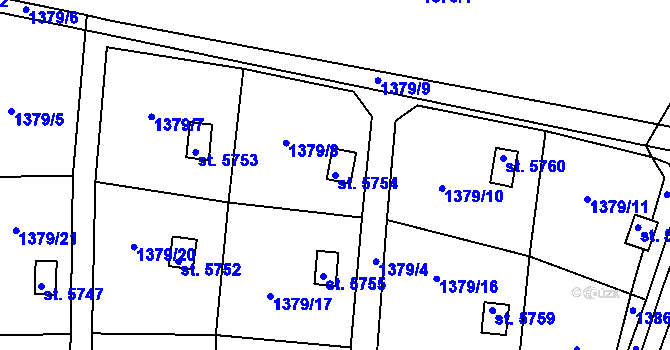Parcela st. 5754 v KÚ Písek, Katastrální mapa