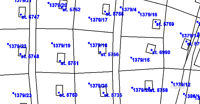 Parcela st. 5756 v KÚ Písek, Katastrální mapa