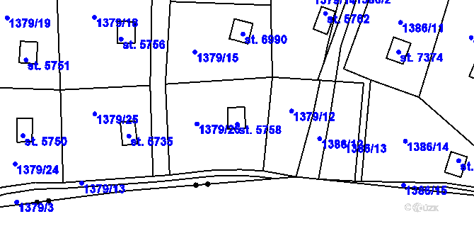 Parcela st. 5758 v KÚ Písek, Katastrální mapa