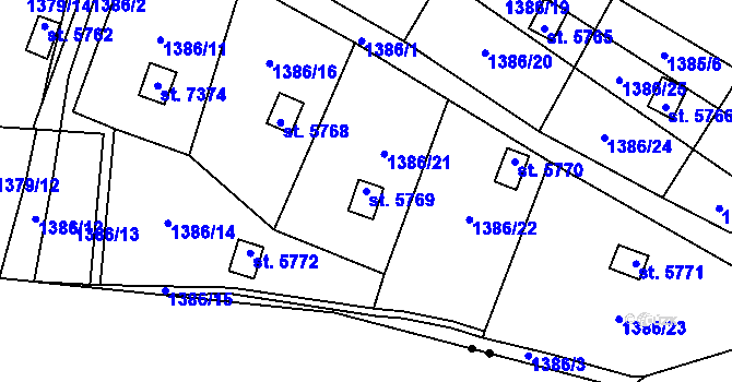 Parcela st. 5769 v KÚ Písek, Katastrální mapa