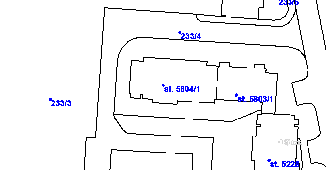 Parcela st. 5804/1 v KÚ Písek, Katastrální mapa