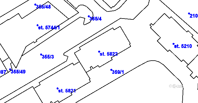 Parcela st. 5822 v KÚ Písek, Katastrální mapa