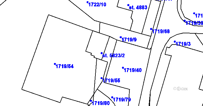 Parcela st. 5823/2 v KÚ Písek, Katastrální mapa