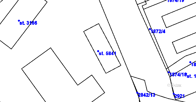 Parcela st. 5841 v KÚ Písek, Katastrální mapa