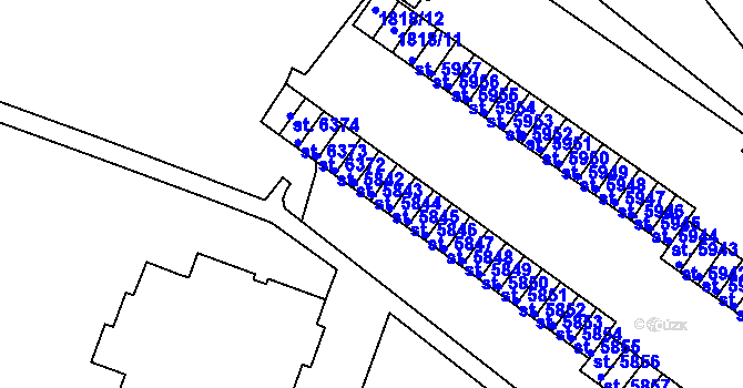 Parcela st. 5844 v KÚ Písek, Katastrální mapa