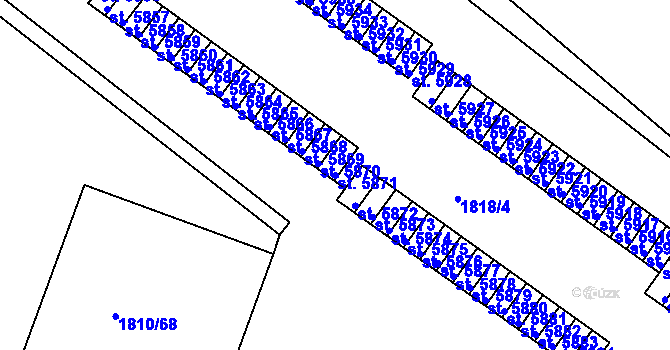 Parcela st. 5871 v KÚ Písek, Katastrální mapa