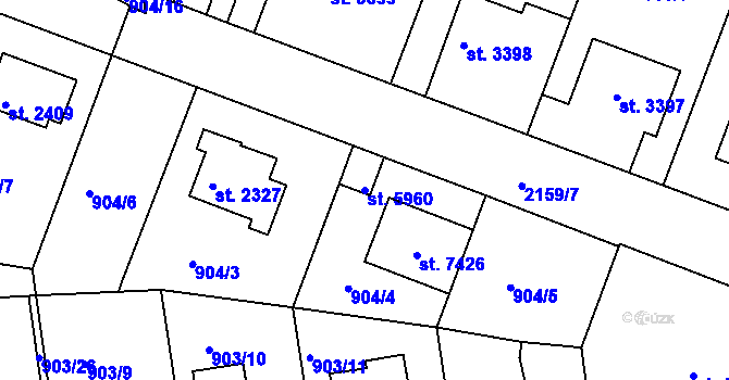 Parcela st. 5960 v KÚ Písek, Katastrální mapa