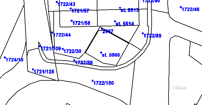 Parcela st. 5966 v KÚ Písek, Katastrální mapa