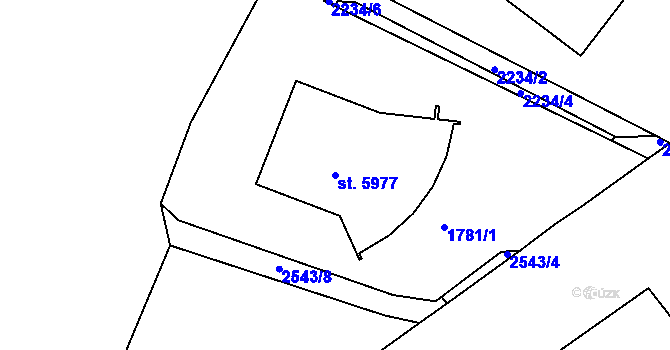 Parcela st. 5977 v KÚ Písek, Katastrální mapa
