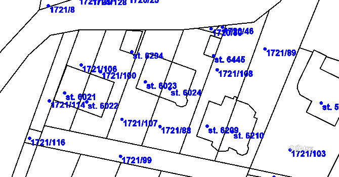 Parcela st. 6024 v KÚ Písek, Katastrální mapa