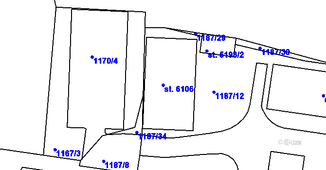 Parcela st. 6106 v KÚ Písek, Katastrální mapa