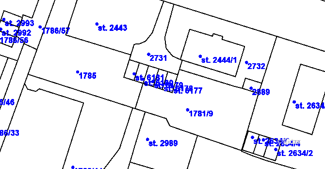 Parcela st. 6178 v KÚ Písek, Katastrální mapa