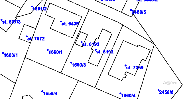 Parcela st. 6192 v KÚ Písek, Katastrální mapa