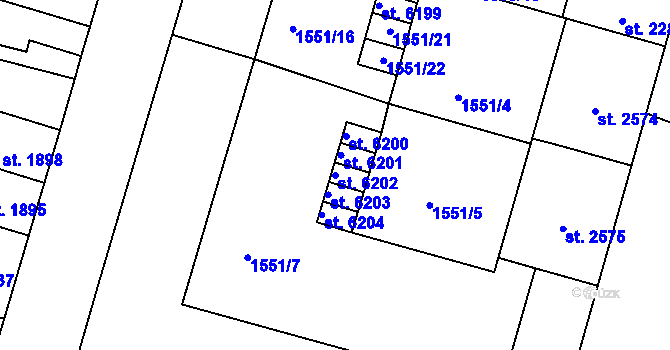 Parcela st. 6202 v KÚ Písek, Katastrální mapa