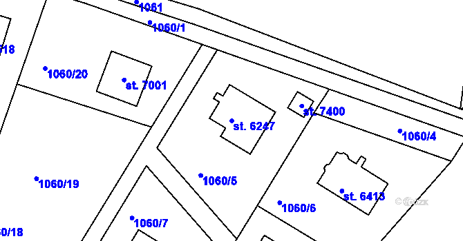 Parcela st. 6247 v KÚ Písek, Katastrální mapa
