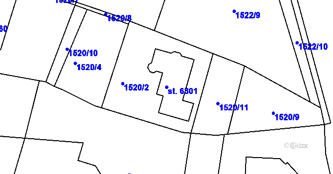 Parcela st. 6301 v KÚ Písek, Katastrální mapa
