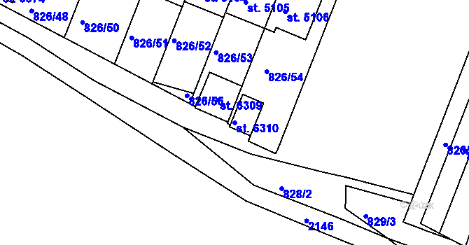 Parcela st. 6310 v KÚ Písek, Katastrální mapa