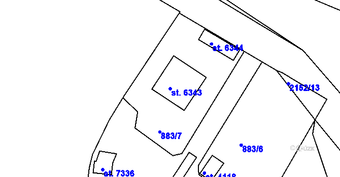 Parcela st. 6343 v KÚ Písek, Katastrální mapa