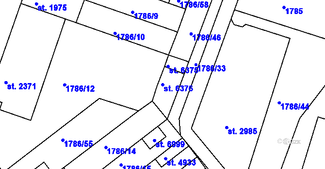 Parcela st. 6376 v KÚ Písek, Katastrální mapa