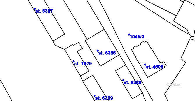 Parcela st. 6386 v KÚ Písek, Katastrální mapa